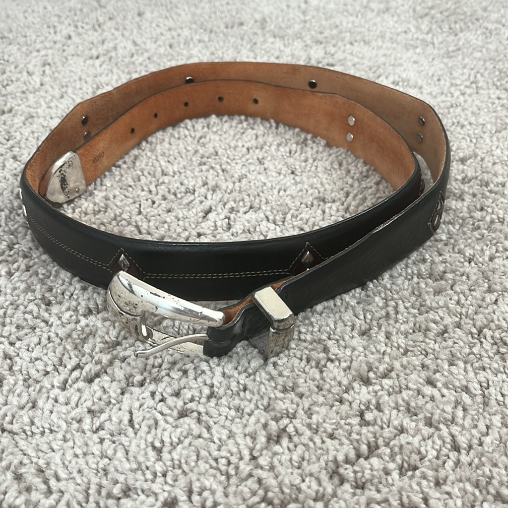 Onyx By Brighton Belt Black With Brown And Silver Design Size 40